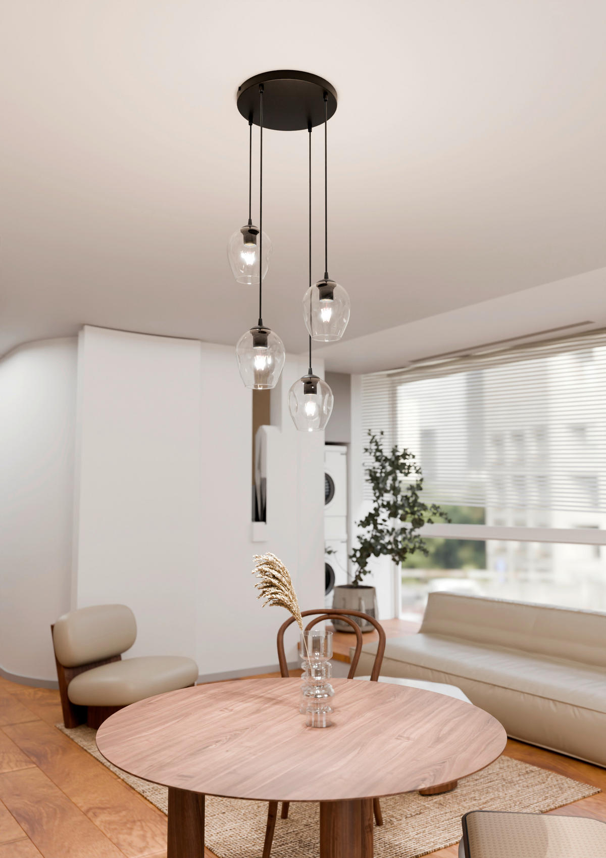 HÄNGELEUCHTE  40/40/100 cm    - Schwarz, KONVENTIONELL, Glas/Metall (40/40/100cm)