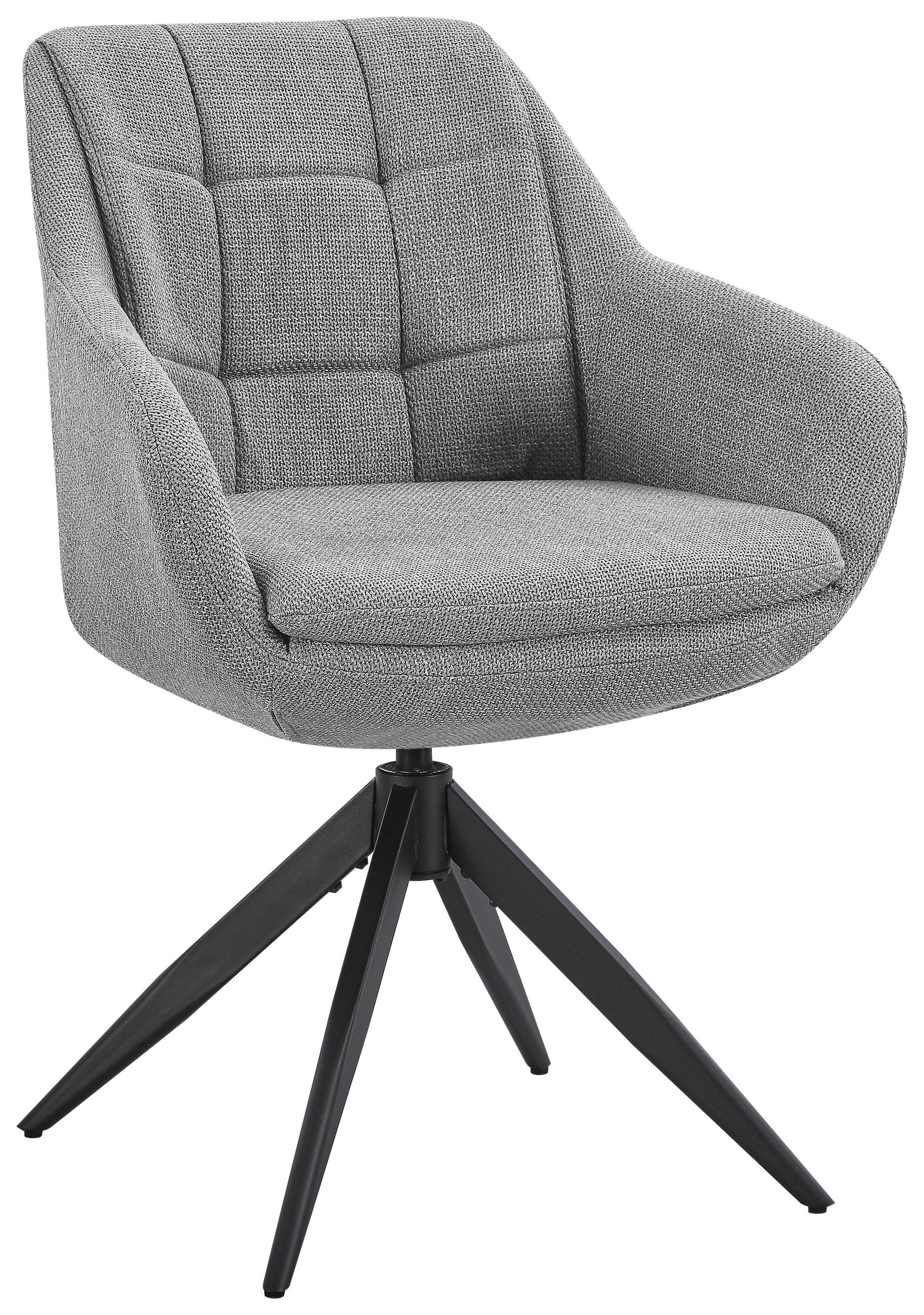 ARMLEHNSTUHL  Sitzfläche 360° drehbar, automatische Rückholfunktion Webstoff  Schwarz, Hellgrau  - Hellgrau/Schwarz, Design, Textil/Metall (62/83/61cm) - Novel