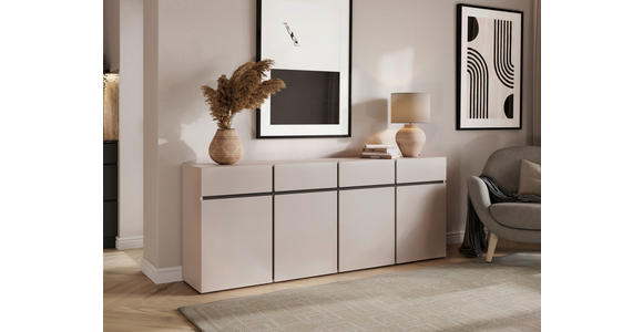SIDEBOARD  200/79,6/39,8 cm 4 Schublade(n)  - Kaschmir/Schwarz, Design, Holzwerkstoff/Kunststoff (200/79,6/39,8cm) - Xora