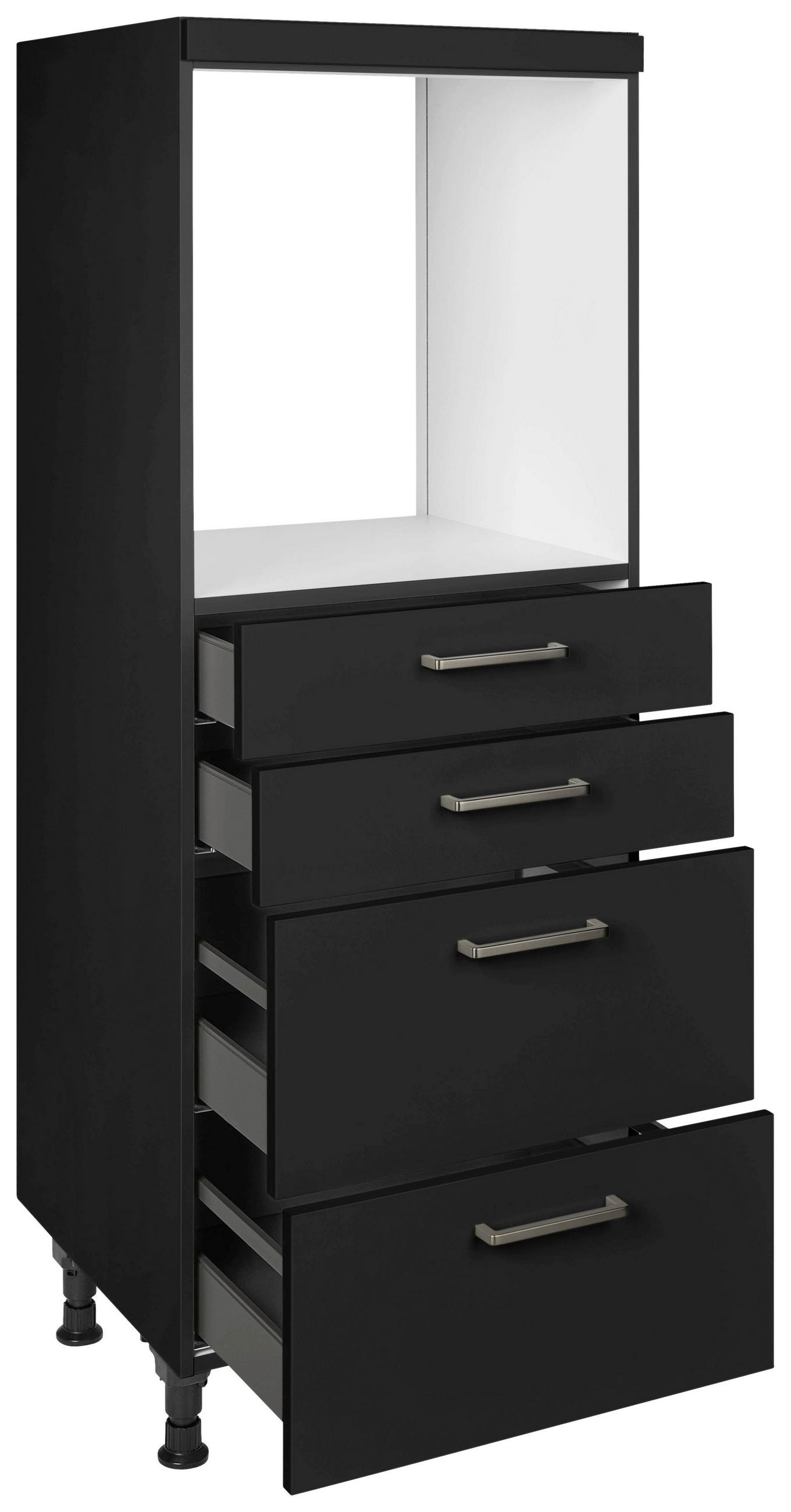 GERÄTEUMBAUSCHRANK 60/168/58 cm in Schwarz - Edelstahlfarben/Schwarz, MODERN, Holzwerkstoff/Metall (60/168/58cm) - Nobilia