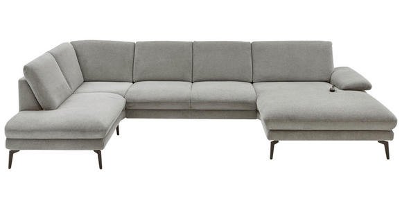 WOHNLANDSCHAFT  in Webstoff Grau  - Schwarz/Grau, Design, Textil/Metall (208/344/180cm) - Dieter Knoll