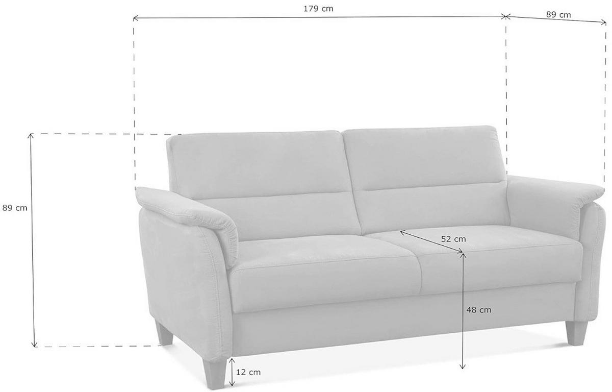 3-SITZER-SOFA Flachgewebe Dunkelbraun  - Eichefarben/Dunkelbraun, KONVENTIONELL, Holz/Textil (179/89/89cm) - Sit & More