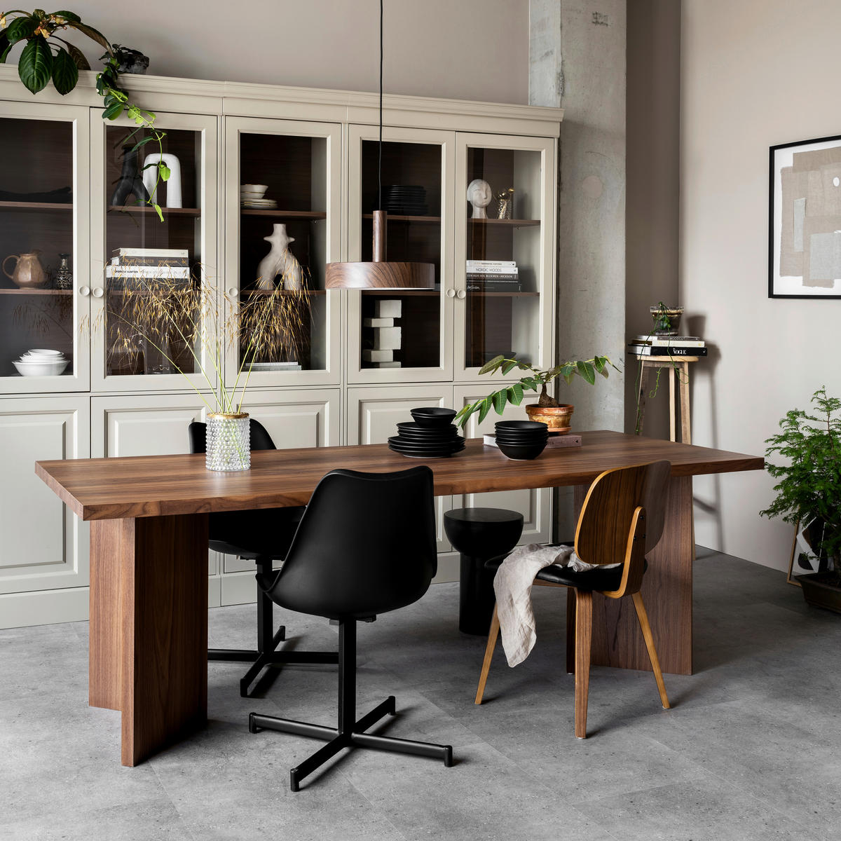 STUHL   Lederlook  - Walnussfarben/Schwarz, MODERN, Holz/Textil (48/81/50cm) - Livetastic