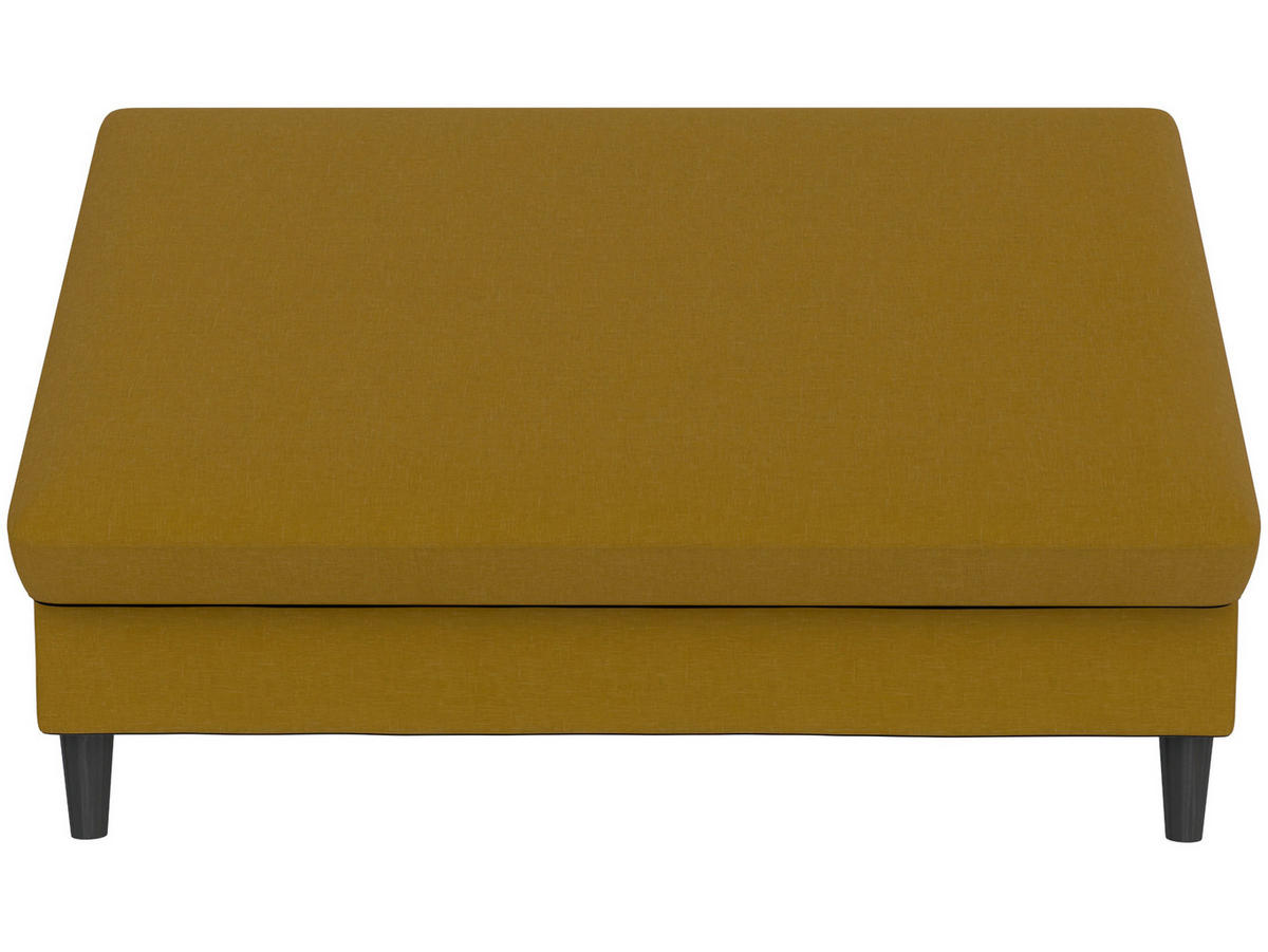 HOCKER HANNOVER Webstoff, Leinenoptik Currygelb  - Currygelb/Schwarz, Basics, Kunststoff/Textil (130/43/69cm) - Livetastic