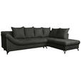 ECKSOFA Schwarz Struktur  - Schwarz, KONVENTIONELL, Textil/Metall (274/194cm) - Carryhome