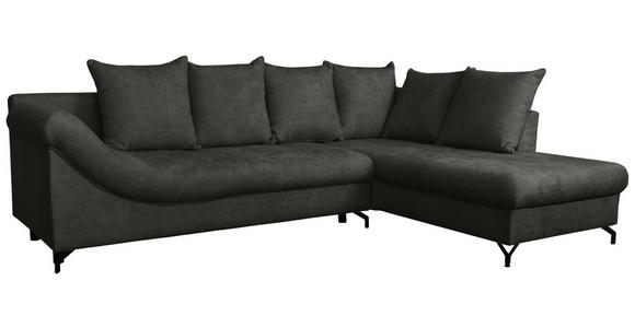 ECKSOFA Schwarz Struktur  - Schwarz, KONVENTIONELL, Textil/Metall (274/194cm) - Carryhome