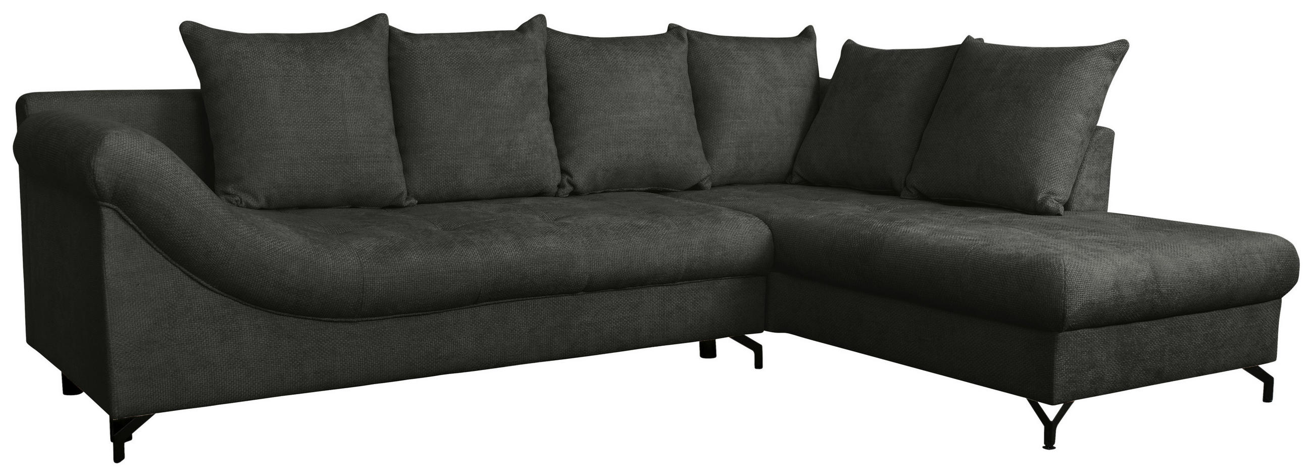 ECKSOFA Schwarz Struktur  - Schwarz, KONVENTIONELL, Textil/Metall (274/194cm) - Carryhome