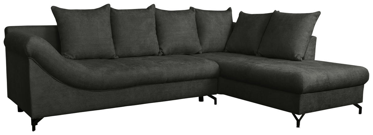 ECKSOFA Schwarz Struktur  - Schwarz, KONVENTIONELL, Textil/Metall (274/194cm) - Carryhome