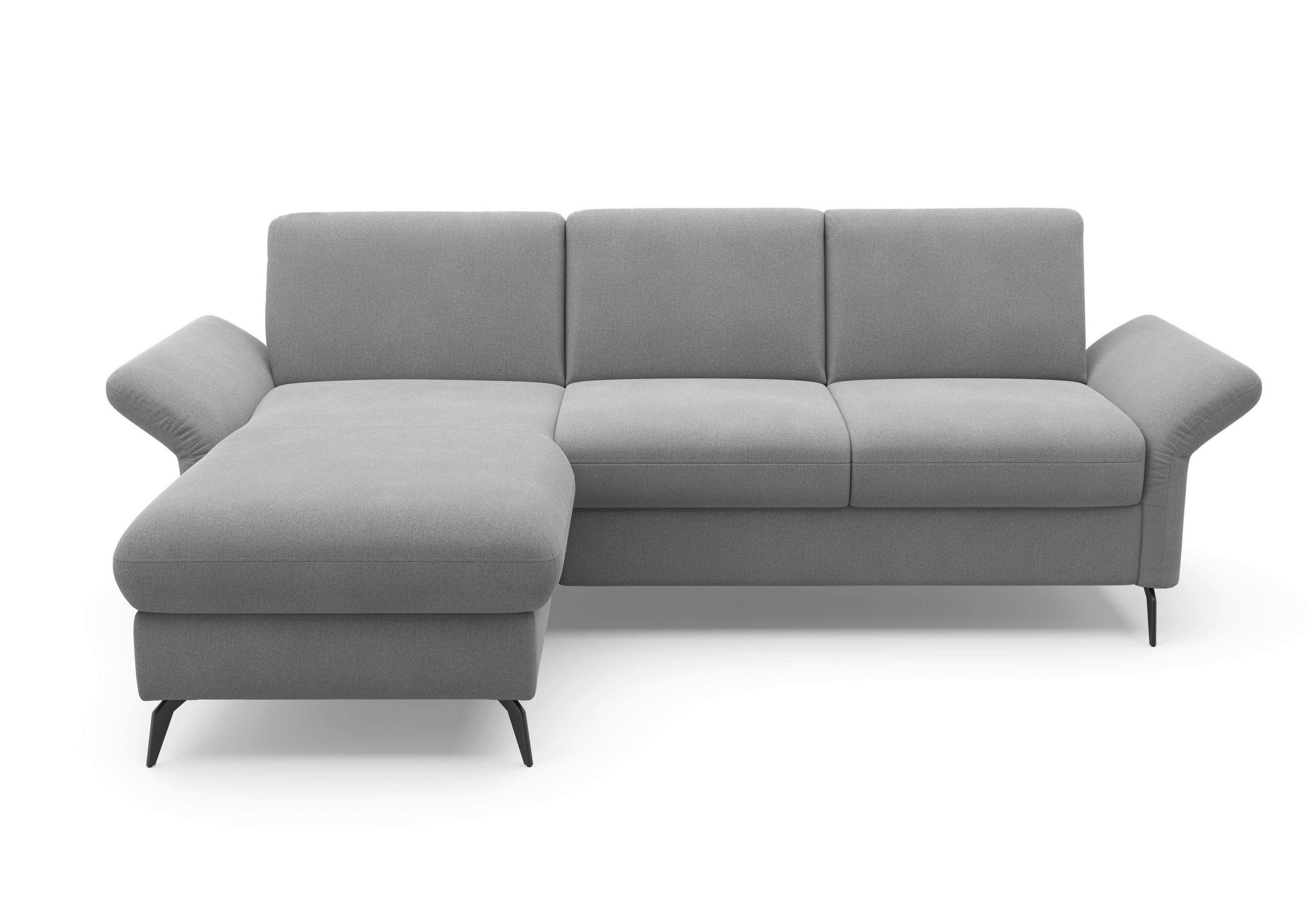 ECKSOFA ROCHELLE E Grau Flachgewebe  - Schwarz/Grau, KONVENTIONELL, Textil/Metall (164/251cm) - Sit & More