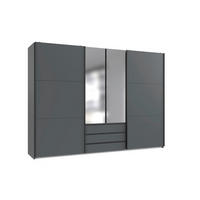 SCHWEBETÜRENSCHRANK  in Graphitfarben  - Schwarz/Graphitfarben, MODERN, Glas/Holzwerkstoff (300/216/65cm) - P & B