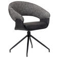 ARMLEHNSTUHL  Sitzfläche 360° drehbar, automatische Rückholfunktion Webstoff, Mikrofaser  - Schwarz/Weiß, Design, Textil/Metall (60/83/62cm) - Novel