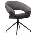 ARMLEHNSTUHL  Sitzfläche 360° drehbar, automatische Rückholfunktion Webstoff, Mikrofaser  - Schwarz/Weiß, Design, Textil/Metall (60/83/62cm) - Novel