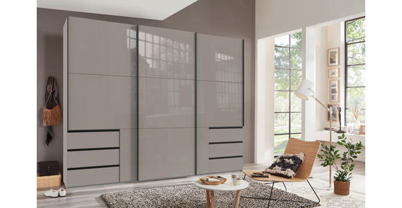 SCHWEBETÜRENSCHRANK  in Sahara  - Schwarz/Sahara, KONVENTIONELL, Glas/Holzwerkstoff (300/236/65cm) - Hom`in