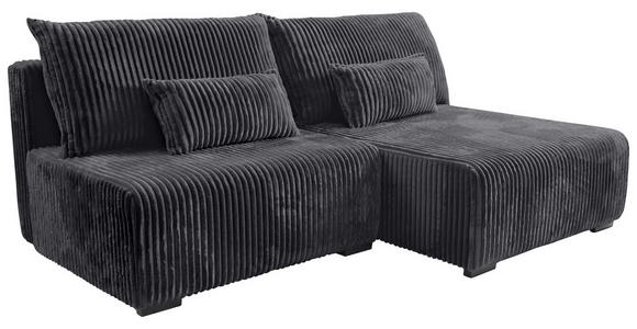 ECKSOFA Schwarz Cord  - Schwarz, MODERN, Holz/Textil (210/145cm) - Carryhome