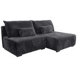 ECKSOFA Schwarz Cord  - Schwarz, MODERN, Holz/Textil (210/145cm) - Carryhome