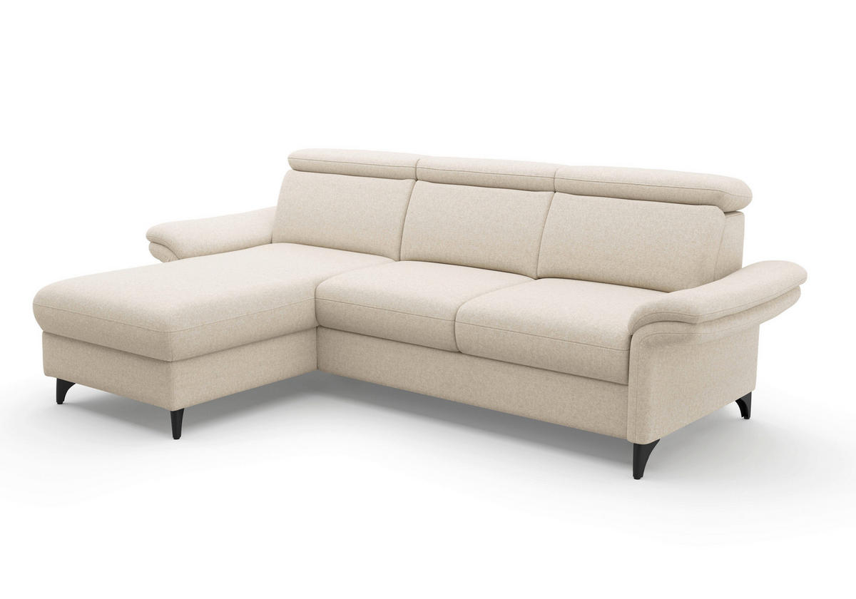ECKSOFA GLENDALE E Creme Flachgewebe  - Creme/Schwarz, KONVENTIONELL, Textil/Metall (166/253cm) - Sit & More