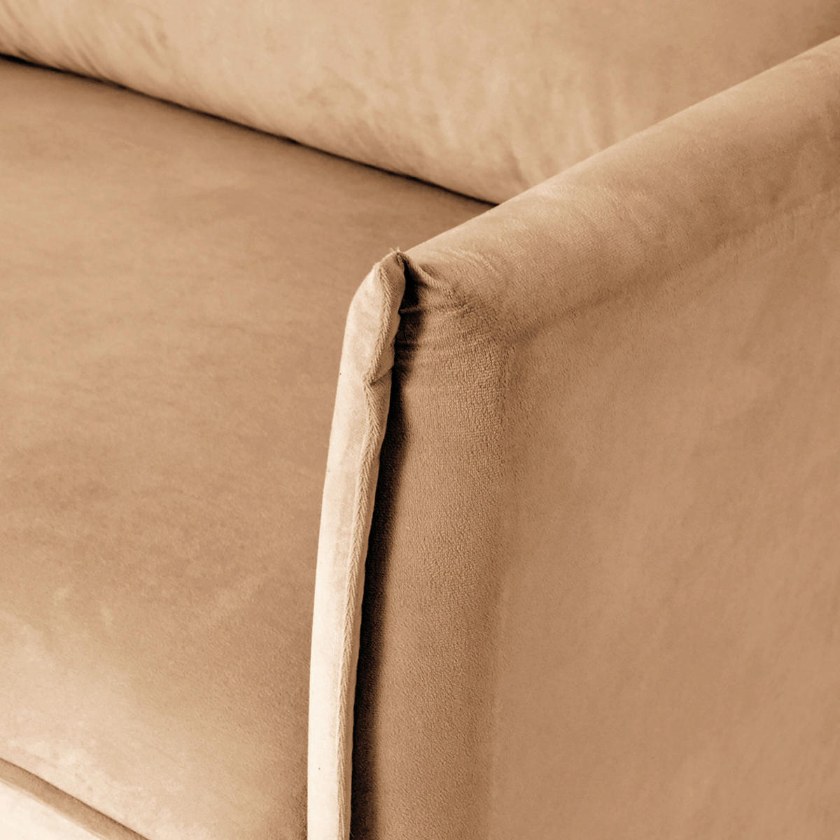 3-SITZER-SOFA JULI Samt Hellbraun  - Hellbraun/Schwarz, Design, Holz/Textil (203/86/100cm) - P & B