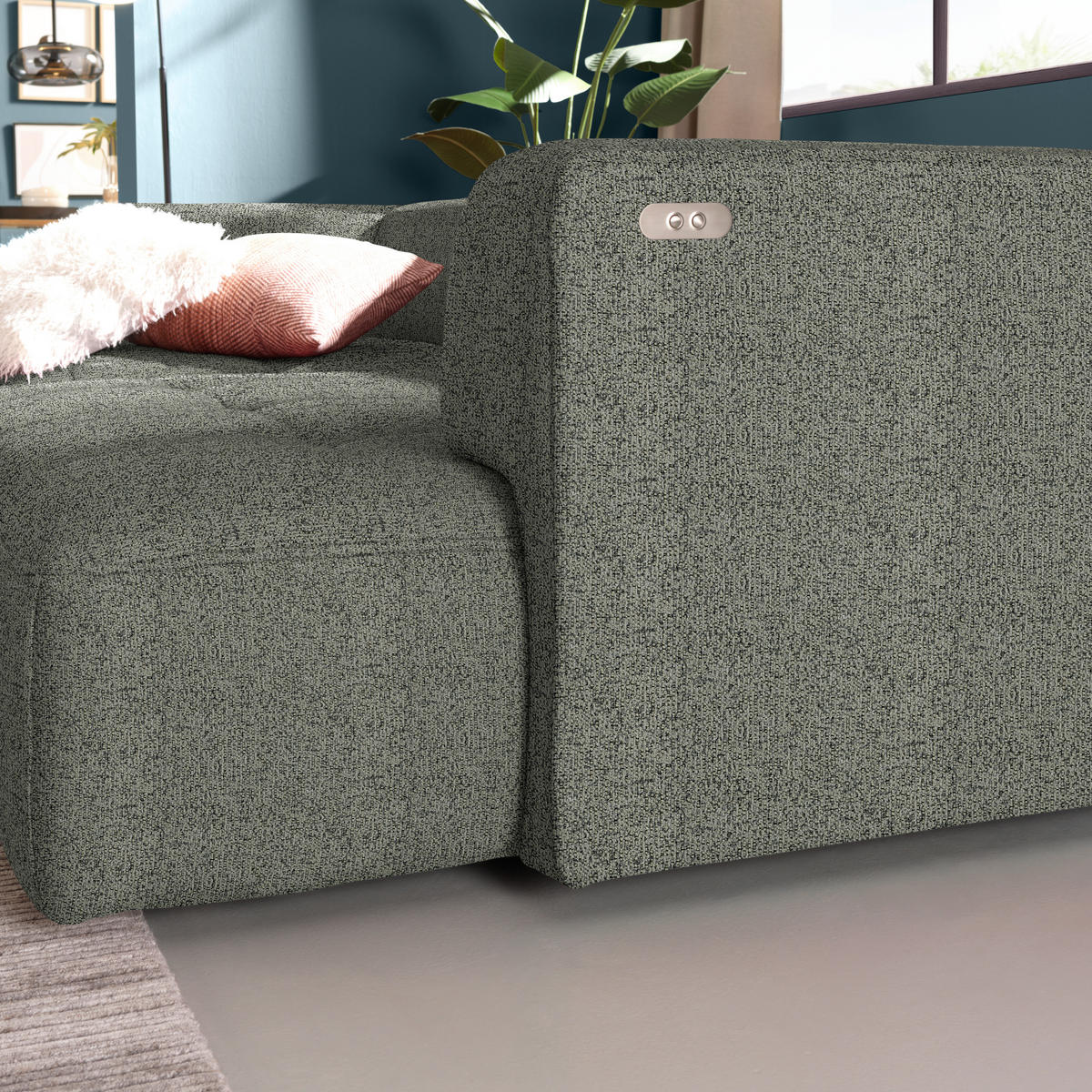ECKSOFA Webstoff Graubraun  - Graubraun/Schwarz, Design, Kunststoff/Textil (188/288cm) - Welnova