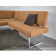 ECKBANK 137/219 cm  in Edelstahlfarben, Cognac  - Edelstahlfarben/Cognac, Design, Textil/Metall (137/219cm) - Dieter Knoll