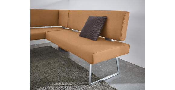 ECKBANK 137/219 cm  in Edelstahlfarben, Cognac  - Edelstahlfarben/Cognac, Design, Textil/Metall (137/219cm) - Dieter Knoll