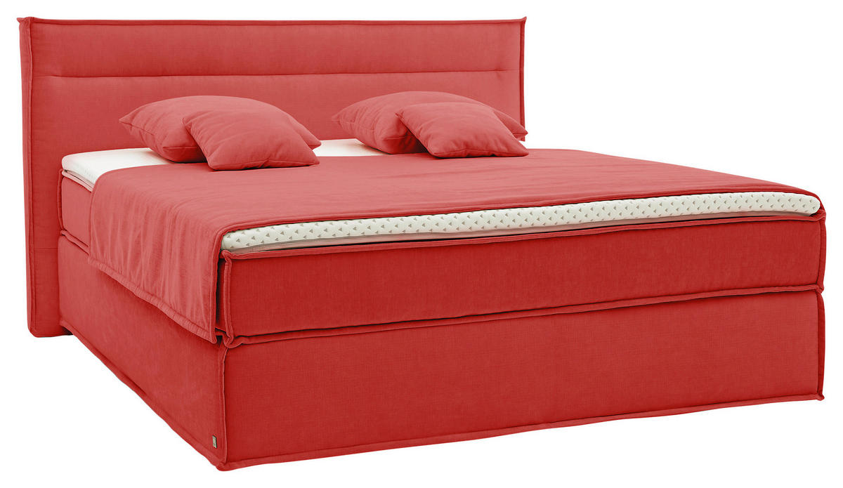 BOXSPRINGBETT 180/200 cm  in Rot  - Rot/Schwarz, Design, Textil (180/200cm) - Musterring