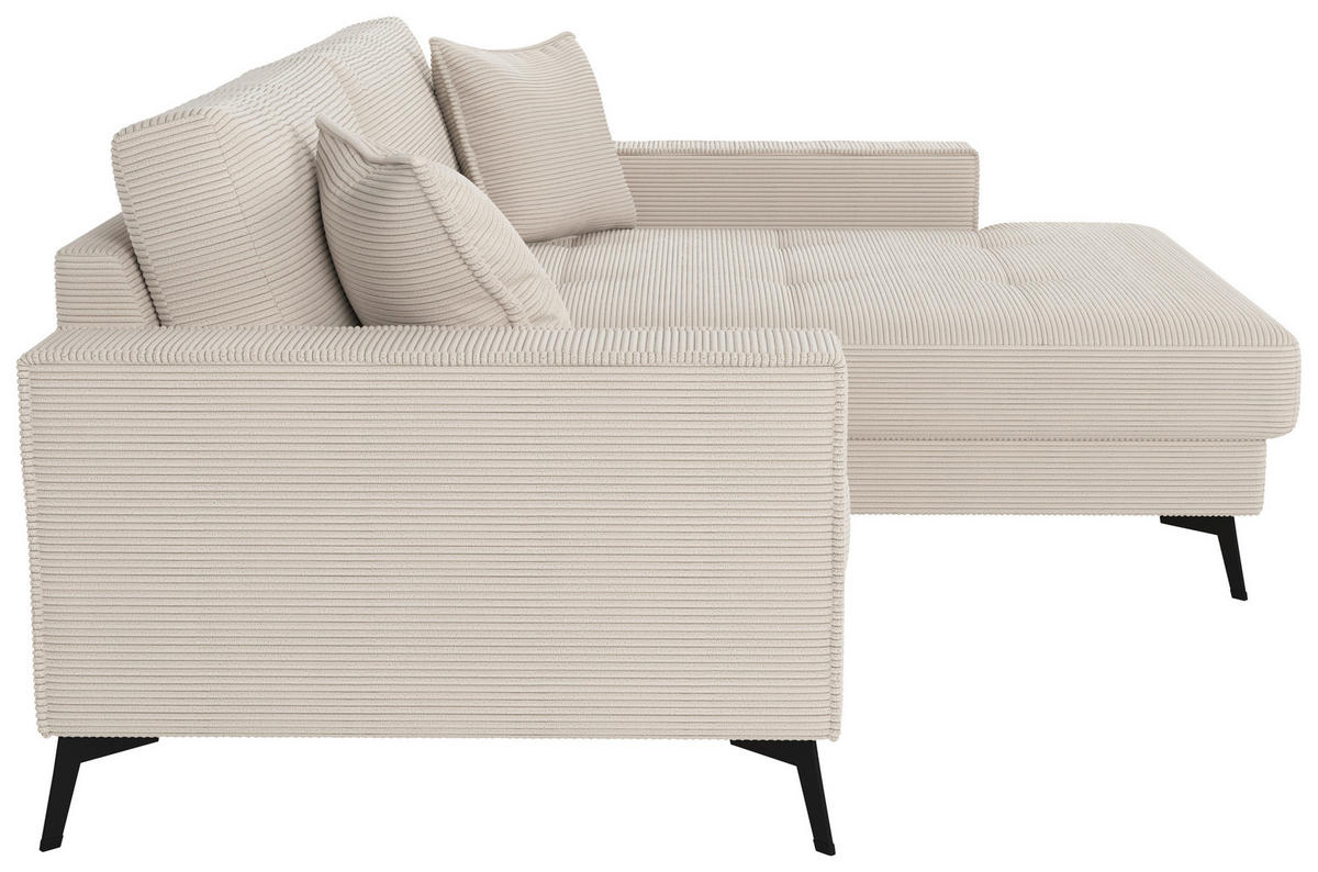 ECKSOFA TED Creme Cord Zierkissen  - Creme/Schwarz, Trend, Textil/Metall (228/174cm) - P & B