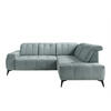 ECKSOFA in Cord Hellblau  - Schwarz/Hellblau, Modern, Textil/Metall (261/200cm) - Livetastic