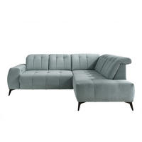 ECKSOFA in Cord Hellblau  - Schwarz/Hellblau, Modern, Textil/Metall (261/200cm) - Livetastic