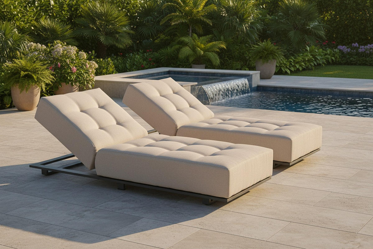 GARTENLIEGE 200/31/75 cm  - Weiss/Anthrazit, Modern, Metall (200/31/75cm) - Ambia Garden