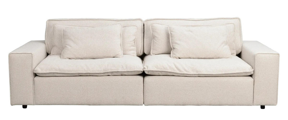 3-SITS SOFFA i beige  - beige/svart, Klassisk, metall/trä (259/85/116cm) - Rowico