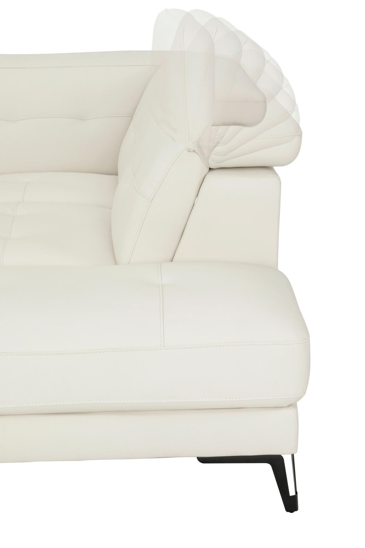 ECKSOFA Weiß Echtleder  - Schwarz/Weiß, MODERN, Leder/Metall (287/224cm) - MID.YOU