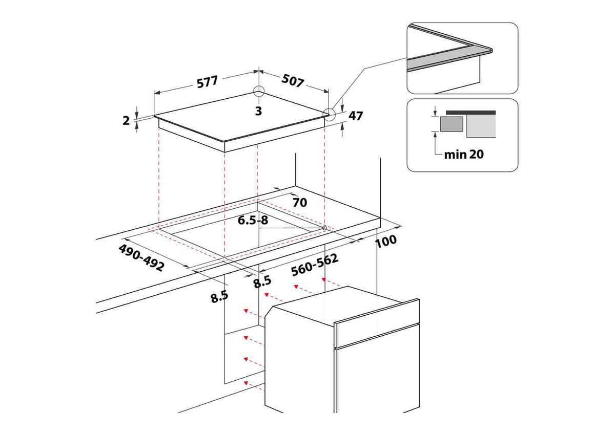 HERDSET HEKO H300  - Edelstahlfarben, Basics, Glas/Metall (59,5/59,5/56,6cm) - Bauknecht
