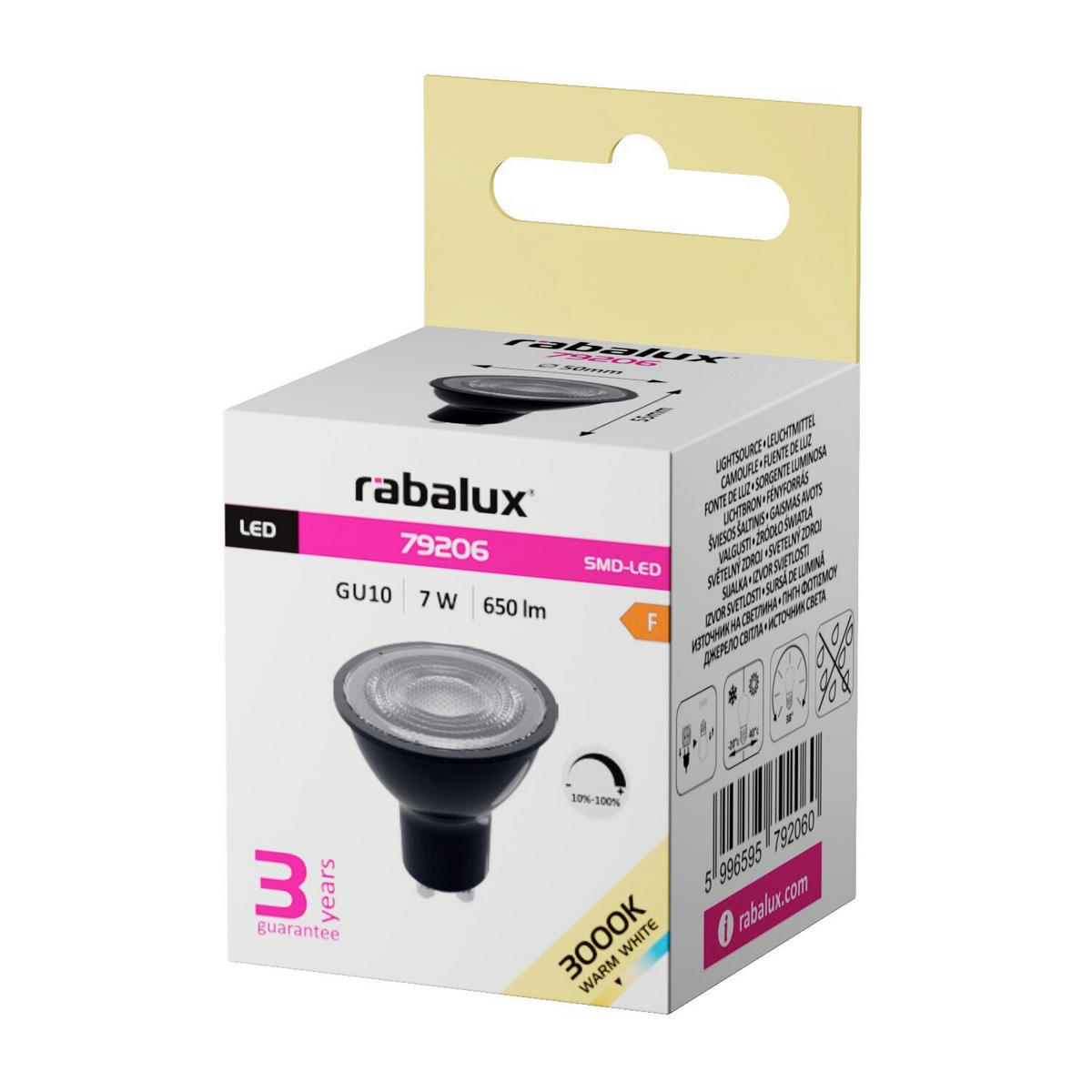 LED ŽARULJA GU10 , 7 W , 650 lm , 3000 K   - crna, Basics, plastika (5/5,5cm)