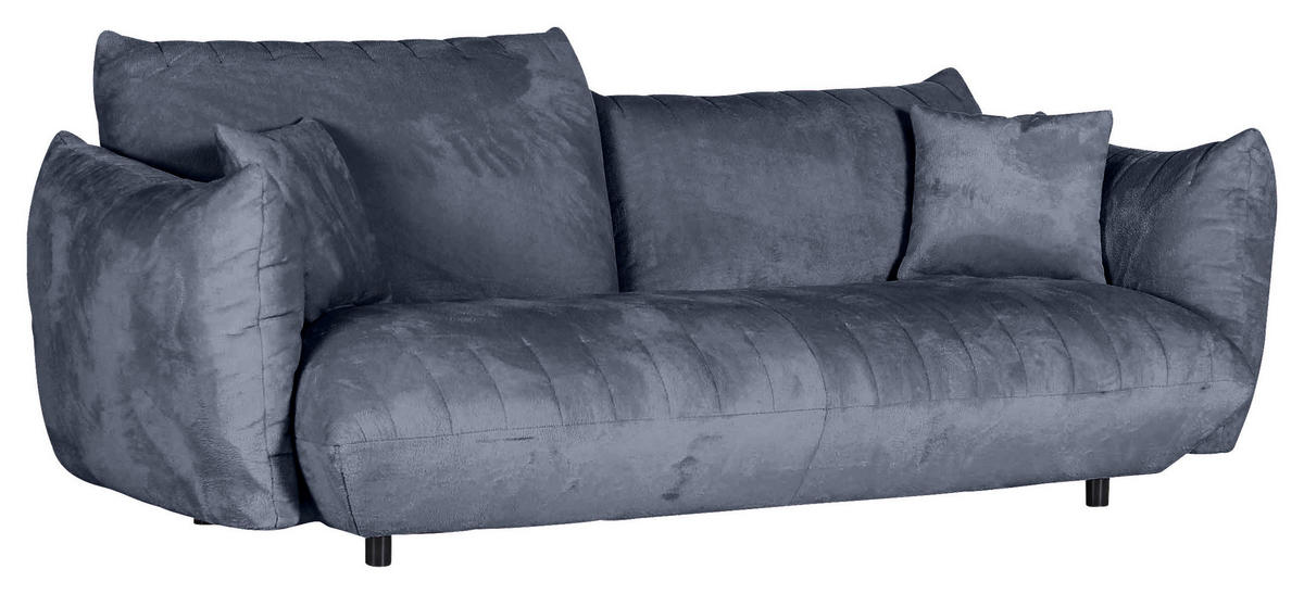BIG SOFFA i plysch blågrå  - blågrå/svart, Klassisk, textil/plast (240/78/107cm) - MID.YOU
