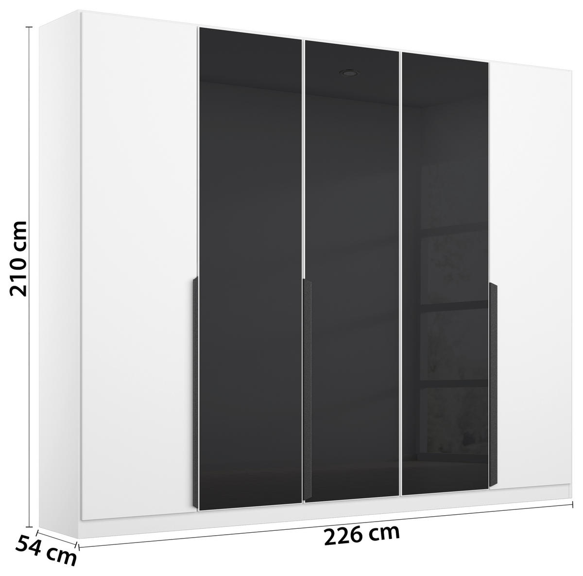 ŠATNÍ SKŘÍŇ S OTOČNÝMI DVEŘMI, antracitová, bílá, 225/210/54 cm - bílá/šedá, Moderní, kov/kompozitní dřevo (225/210/54cm) - Rauch Möbel