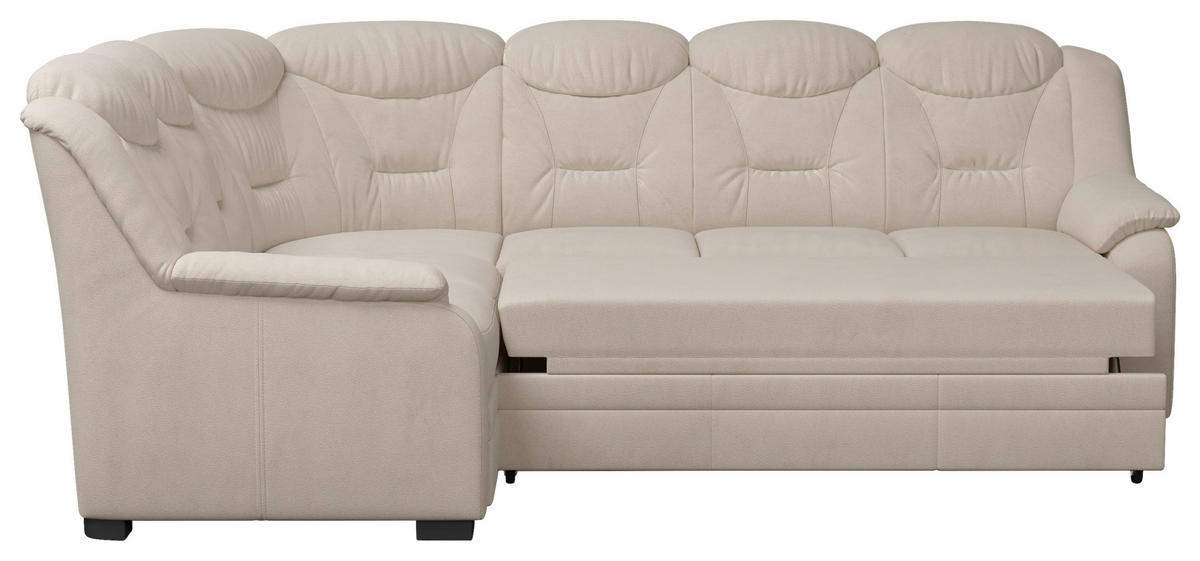 ECKSOFA Chenille Beige  - Beige/Schwarz, Basics, Kunststoff/Textil (211/263cm) - MID.YOU