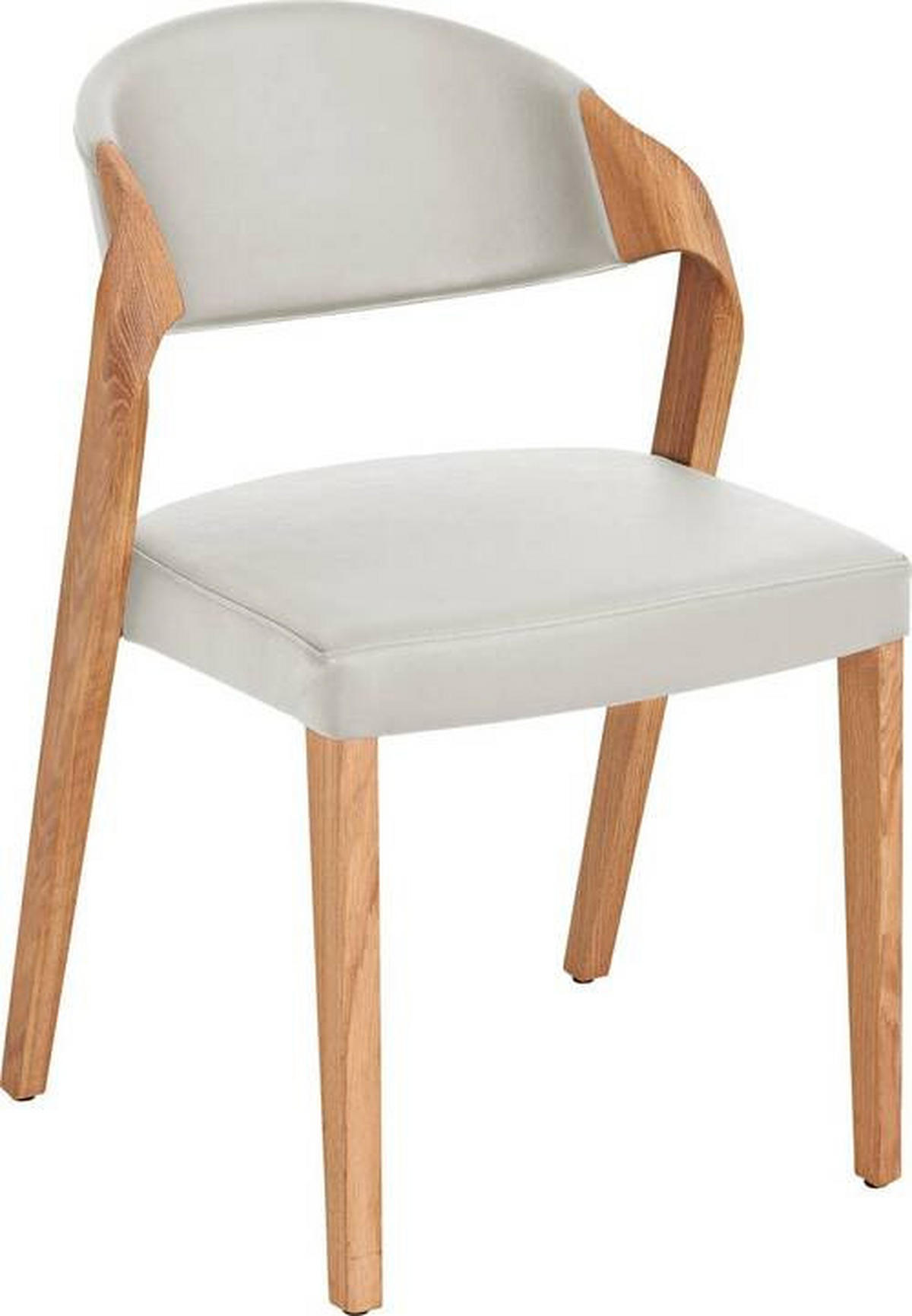 STUHL  in Echtleder pigmentiert  - Weiss/Eichefarben, Natur, Leder/Holz (53/82/57cm) - Voglauer