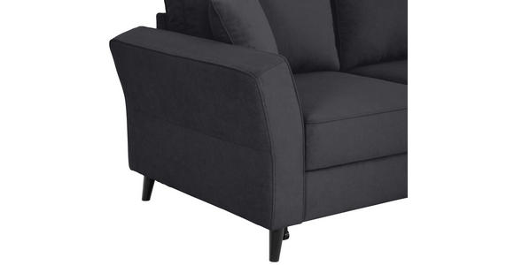 ECKSOFA Schwarz Velours - Schwarz, KONVENTIONELL, Holz/Textil (244/159cm) - Carryhome