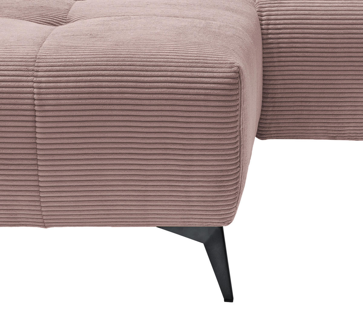 ECKSOFA in Cord Rosa  - Schwarz/Rosa, Modern, Textil/Metall (180/258cm) - Livetastic