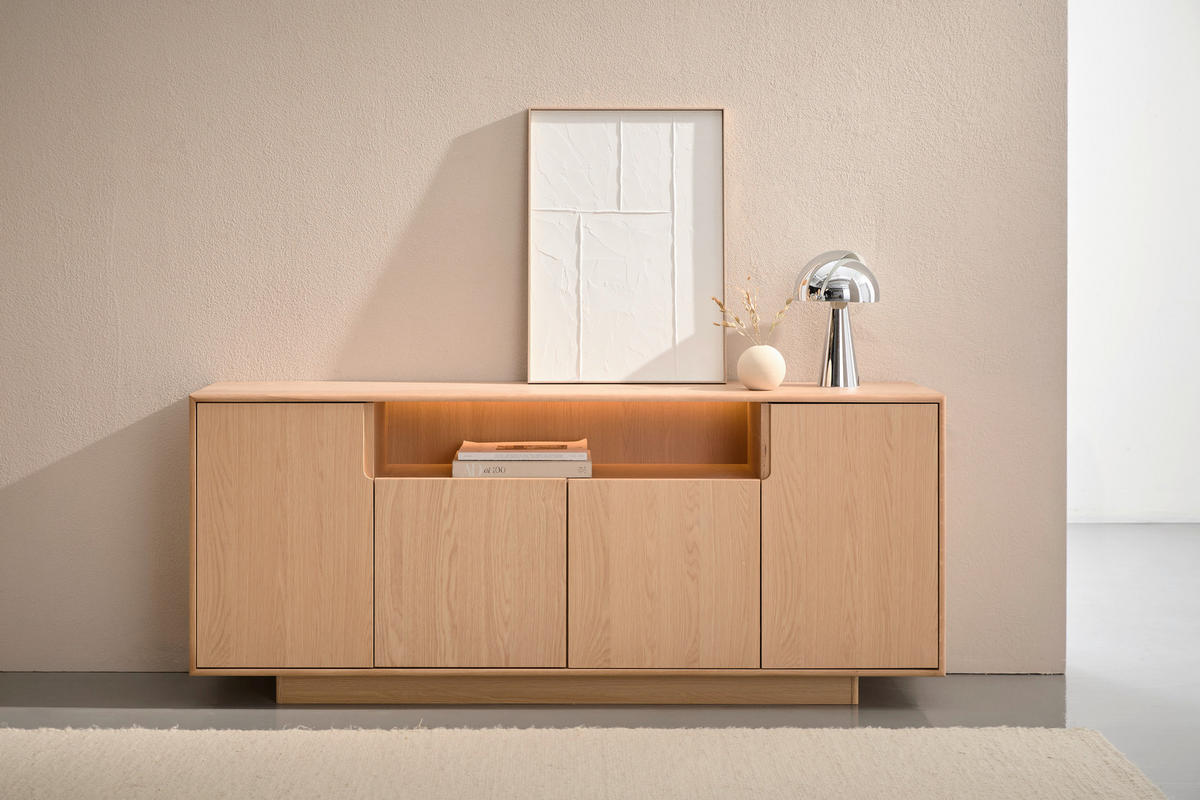 TÁLALÓSZEKRÉNY 180/75/40 cm  - tölgyfa színű, Design, faalapú anyag/fa (180/75/40cm) - Livetastic