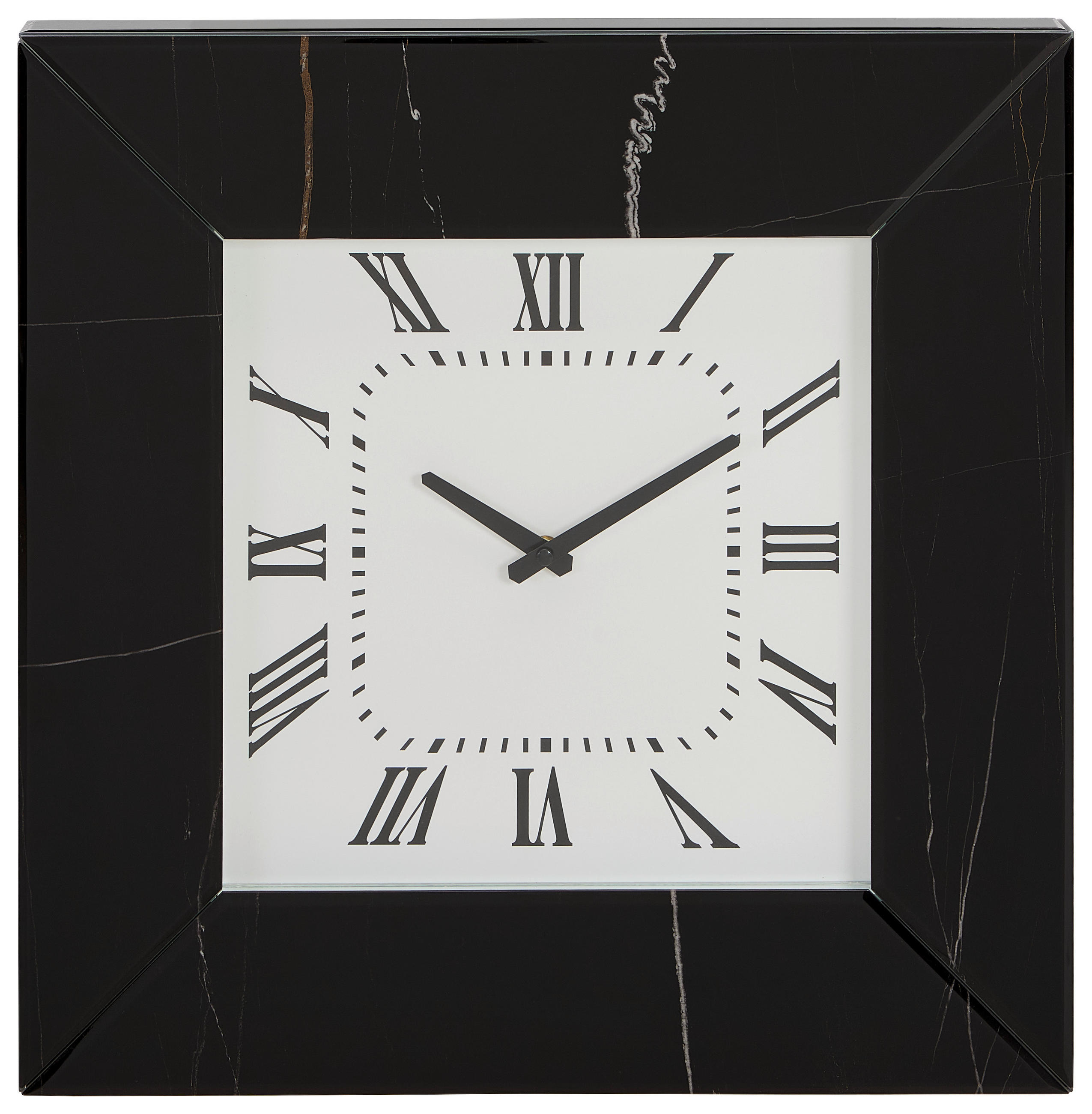 WANDUHR Schwarz - Schwarz, Trend, Glas/Holzwerkstoff (50/50/4,5cm) - Xora