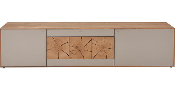 TV-ELEMENT Kerneiche massiv Eichefarben, Fango - Fango/Eichefarben, Design, Glas/Holz (223/52/49cm) - Valnatura