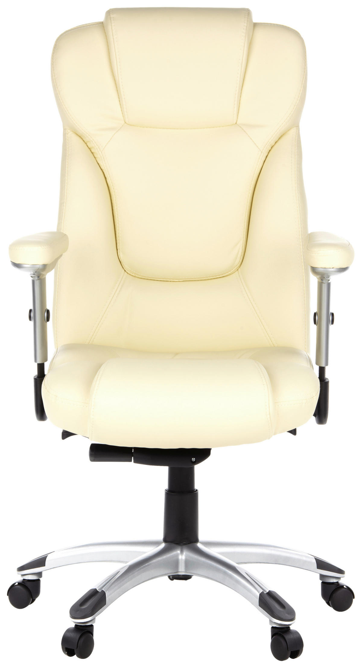 CHEFSESSEL Lederlook Creme, Silberfarben  - Silberfarben/Creme, MODERN, Kunststoff/Textil (63/131/53cm) - MID.YOU