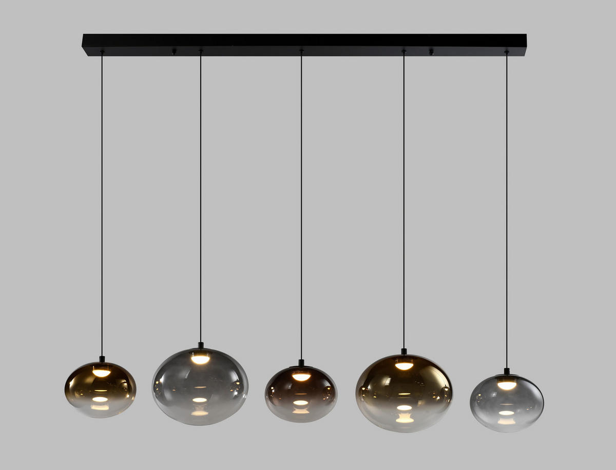 LED-HÄNGELEUCHTE Pesaro 128/170/20 cm  - Schwarz, Design, Glas/Metall (128/170/20cm)