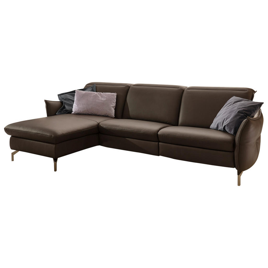 Thumbnail - Livetastic Ecksofa, Dunkelbraun, Textil, 4-Sitzer, Ottomane links, L-Form, 233x179 cm, Hocker erhältlich, Armteil links,...
