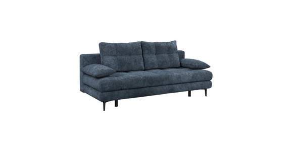 SCHLAFSOFA Chenille Dunkelblau  inkl. Rückenkissen, Armlehnenkissen, Bettkasten, Schlaffunktion, Rücken echt  - Schwarz/Dunkelblau, KONVENTIONELL, Textil/Metall (203/94/96cm) - Carryhome
