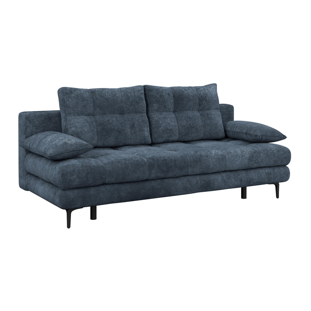 SCHLAFSOFA  mit Liegefunktion, Schlafen auf Sitzhöhe, Rücken echt Chenille Dunkelblau  - Schwarz/Dunkelblau, KONVENTIONELL, Textil/Metall (203/94/96cm) - Carryhome