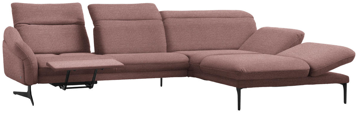 ECKSOFA in Webstoff Rosa  - Anthrazit/Rosa, Design, Textil/Metall (299/203cm) - Himolla