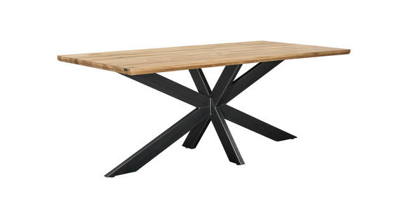 ESSTISCH in Holz 200/100/77 cm  - Eichefarben/Schwarz, Design, Holz/Metall (200/100/77cm) - Linea Natura