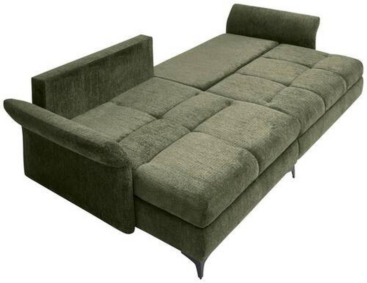 ECKSOFA in Chenille Olivgrün  - Schwarz/Olivgrün, KONVENTIONELL, Textil/Metall (291/153cm) - Hom`in